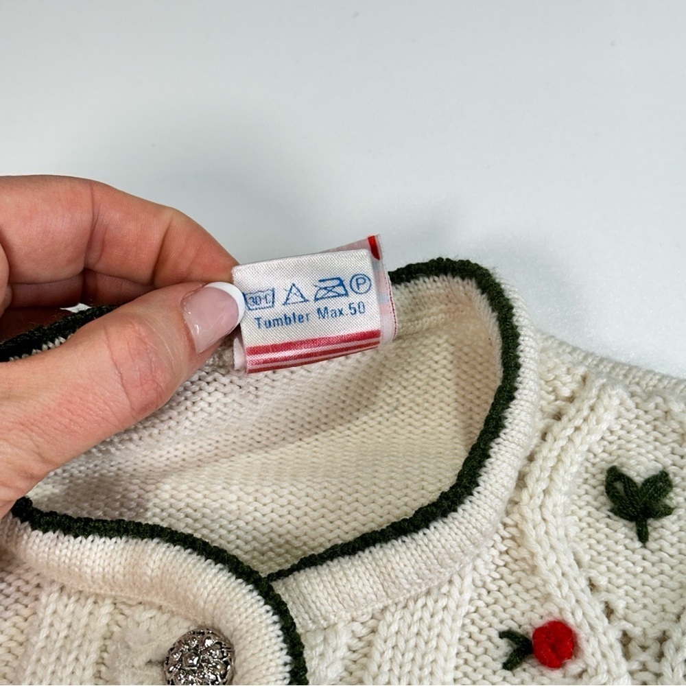 Pfister girls embroidered alpine knit cardigan cottagecore floral cream - Picture 8 of 11